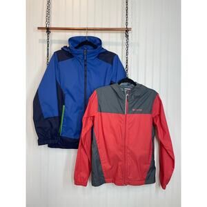 L.L.Bean & Columbia Blue Red Full Zip Windbreaker BOYS Bundles Size 14-16 YO